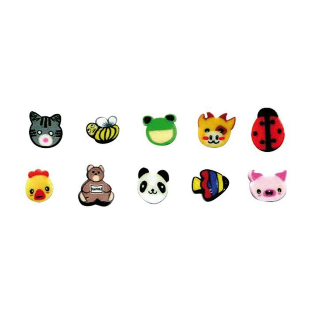 10 mini canes pâte polymère à trancher 5 x 0,5 cm - animaux