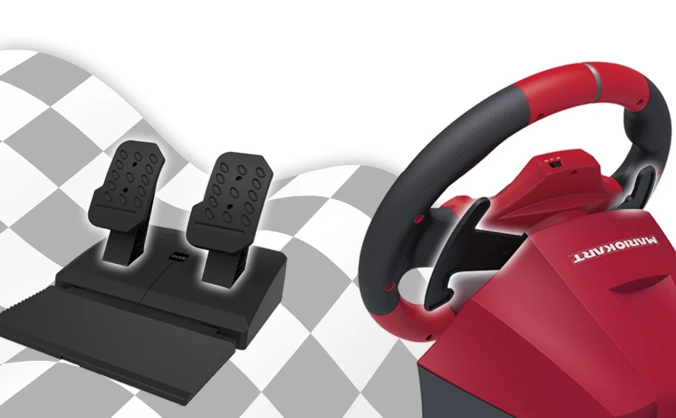 HORI - Mario Kart Racing Wheel Pro Deluxe + 7-Speed Racing Shifter Bundle For PC (Windows 11/10)