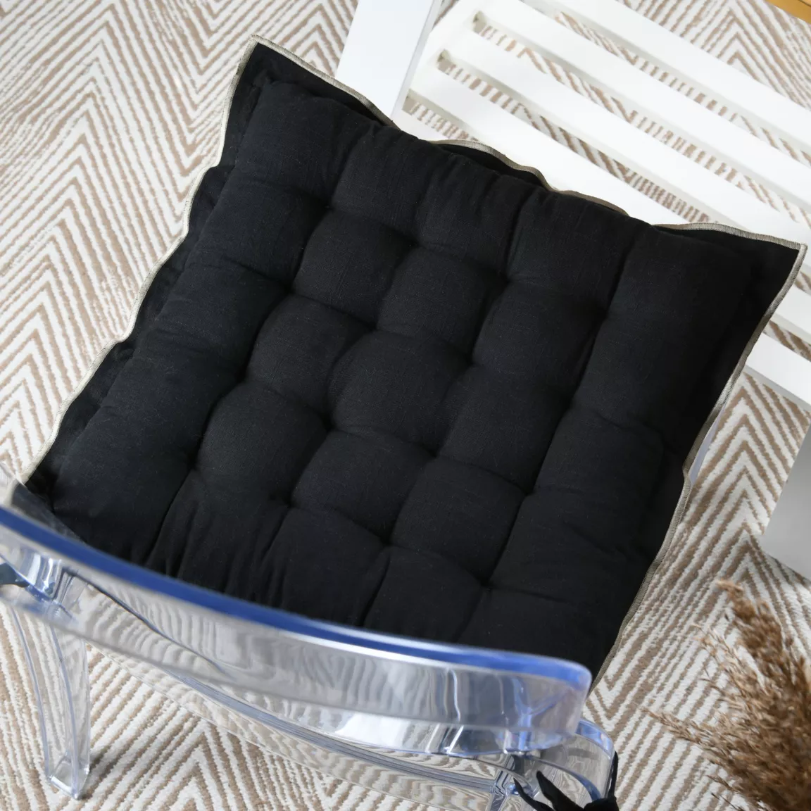 Coussin de chaise carré coton (38 x 38 cm) Helios Noir