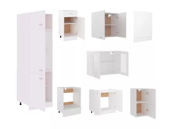 Ensemble de meubles de cuisine 8 pcs Blanc Aggloméré