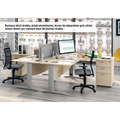 Bureau droit IDRA - L80 cm - Pieds blanc - plateau Blanc perle