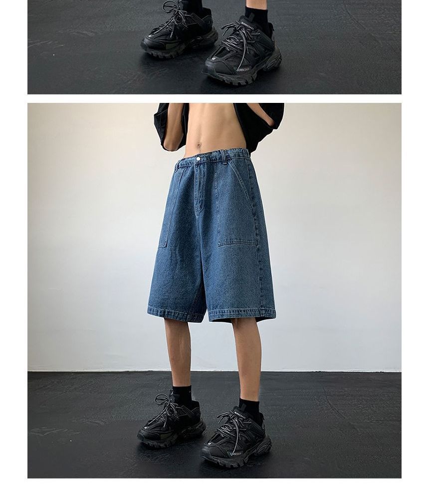 Hushgrain - Denim shorts met hoge taille en wijde pijpen