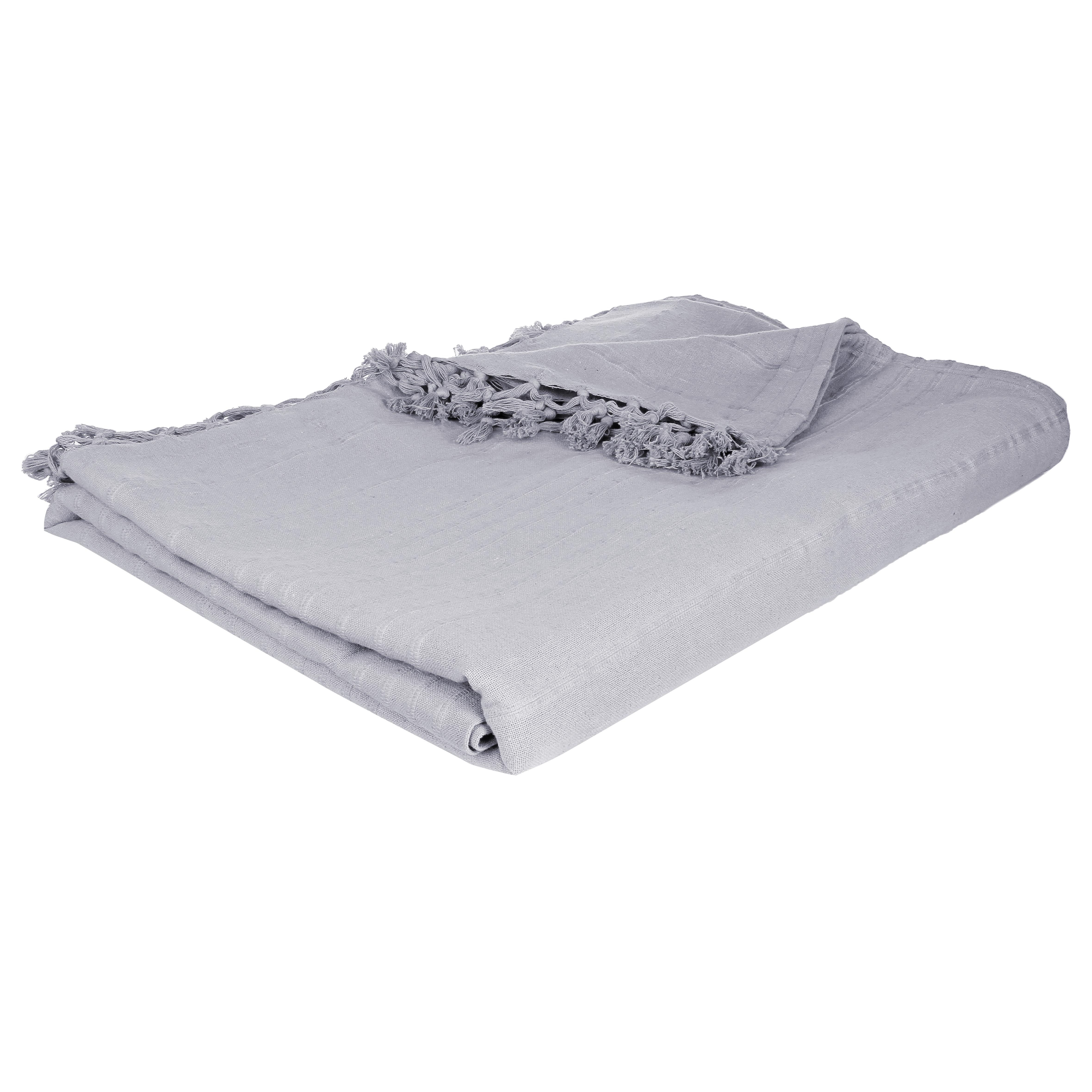 JETE DE LIT EN COTON GRIS CLAIR 230X250CM