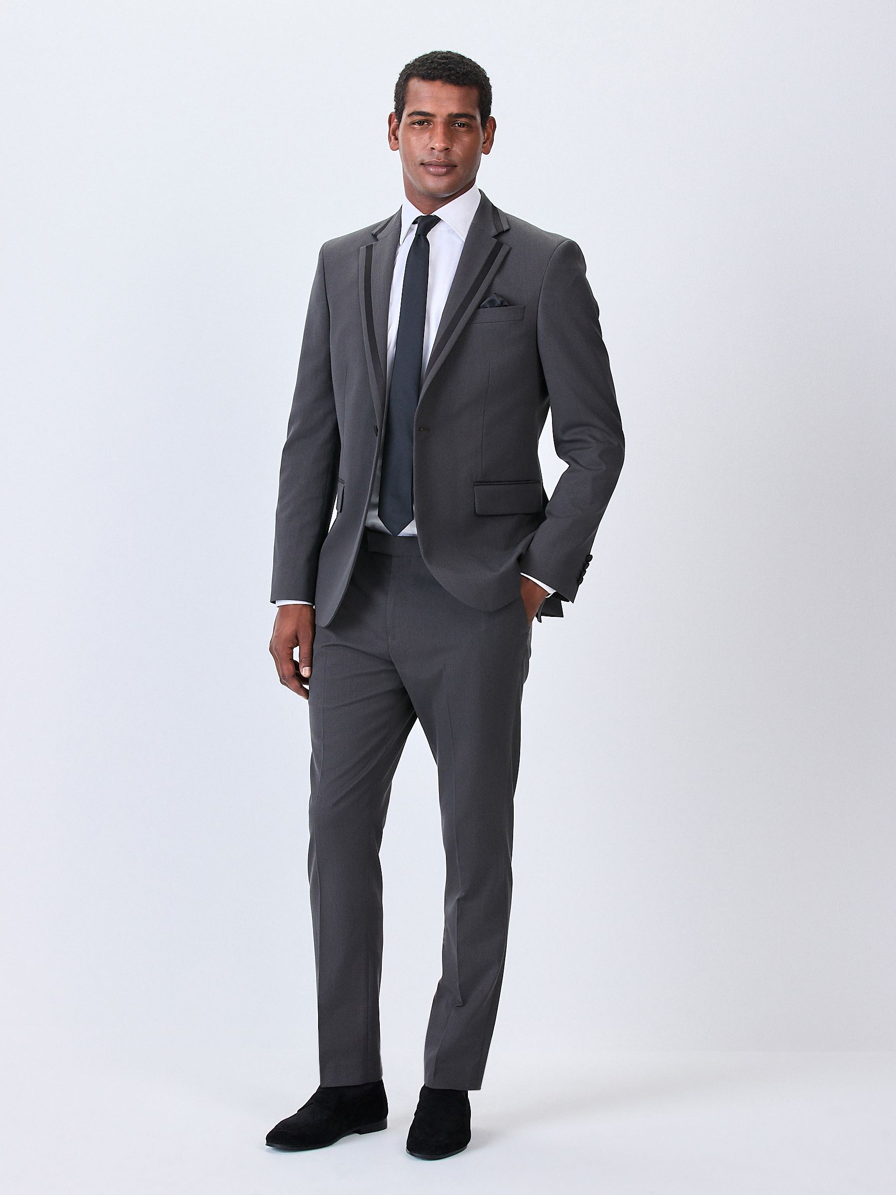 Antraciet - Strakke Pasvorm - Pantalon in smokingstijl