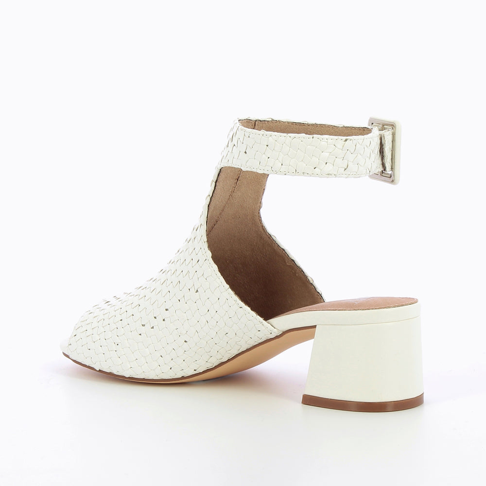 Sandales à talon, Compensées-Sandales Manuëlla blanches tressées peep-toe