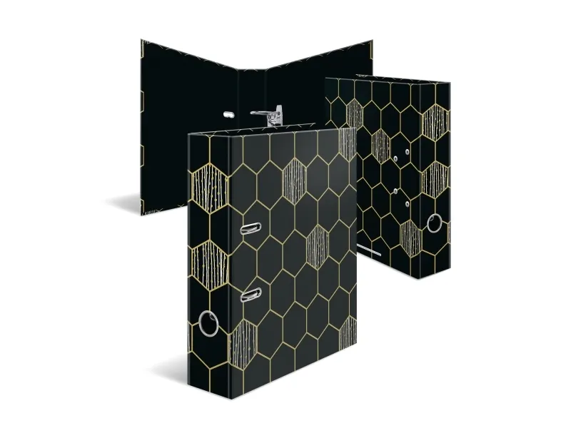 HERMA motivmappe A4 Hexagon - A4 - holdelås - opbevaring - karton - sort - grå - 7 cm (7016)