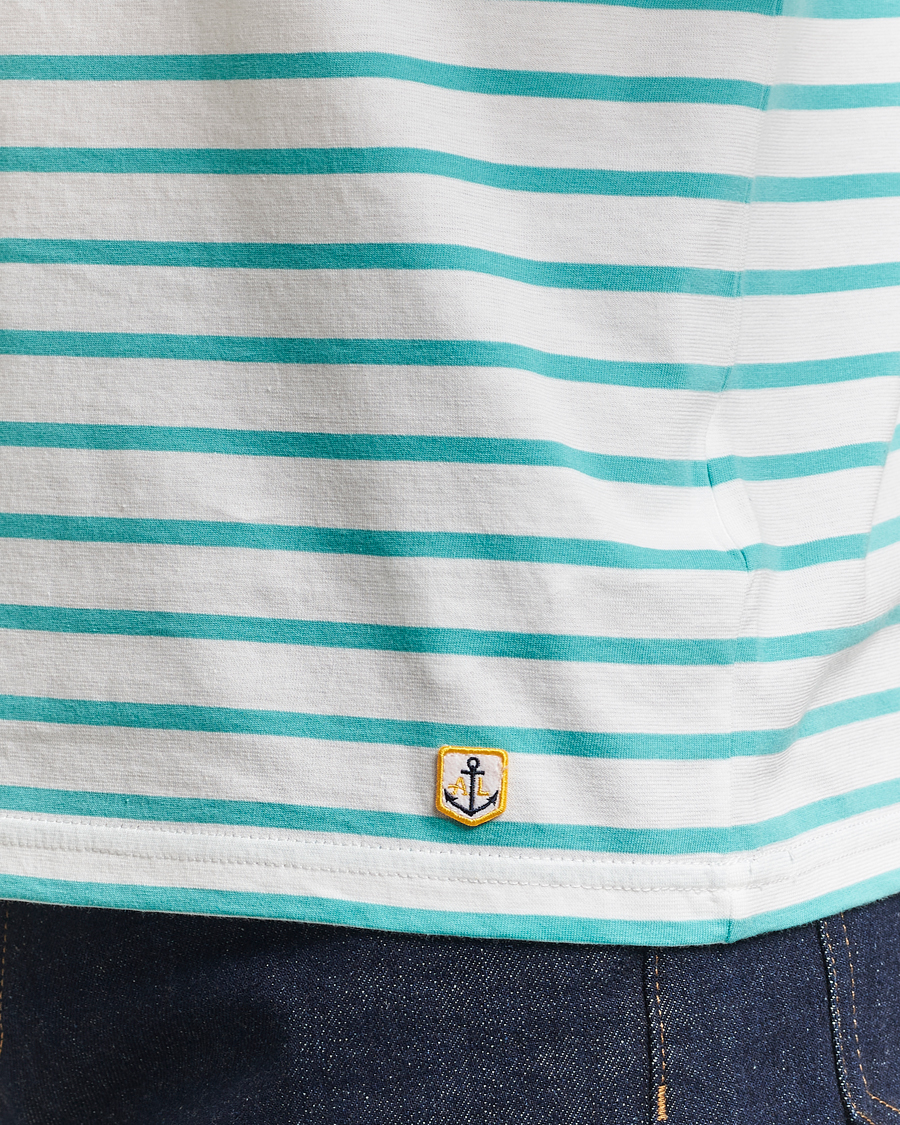 Armor-lux Hoëdic Boatneck Héritage Stripe T-shirt Milk/Laguna