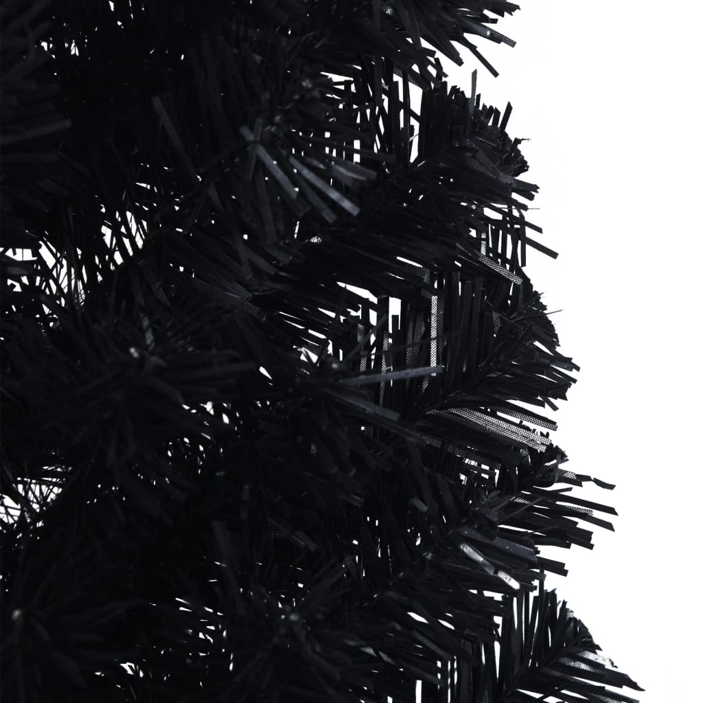 Kunst halve kerstboom met standaard, zwart, 120 cm, PVC