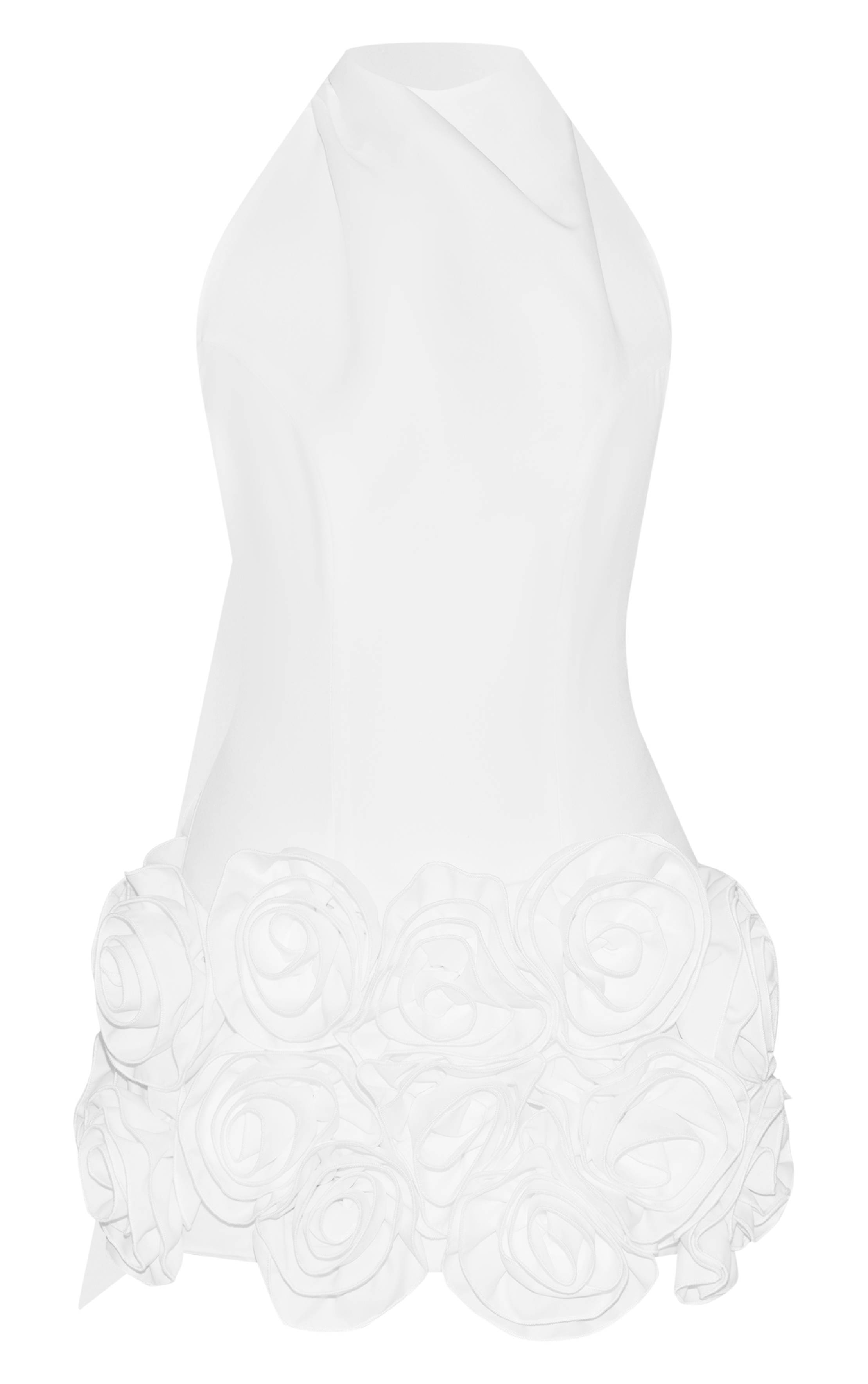 Blanc Robe Moulante Premium Tissée À Col Bénitier Et Détails De Volants Floraux