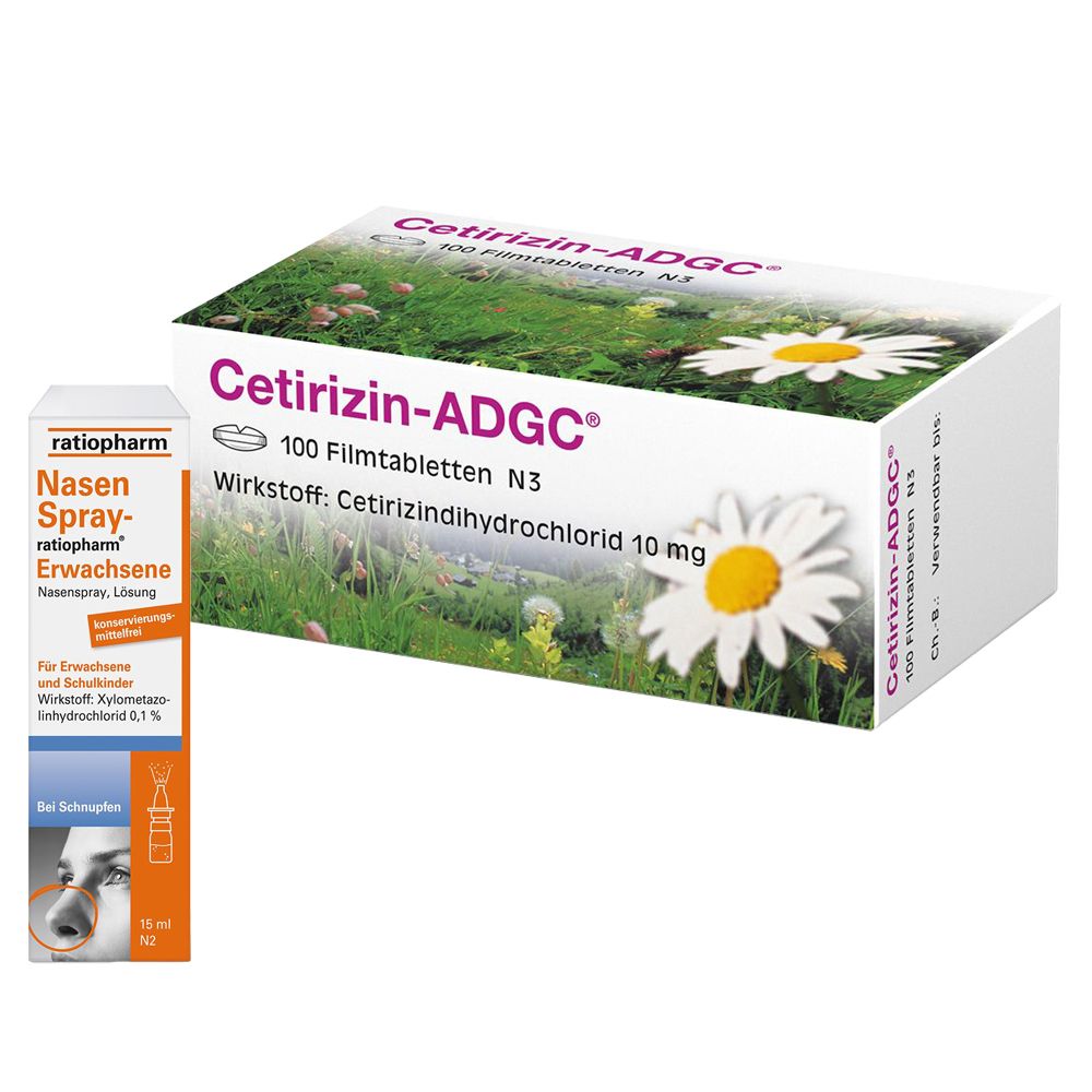 Nasenspray-ratiopharm® Erwachsene + Cetirizin-ADGC® Filmtabletten