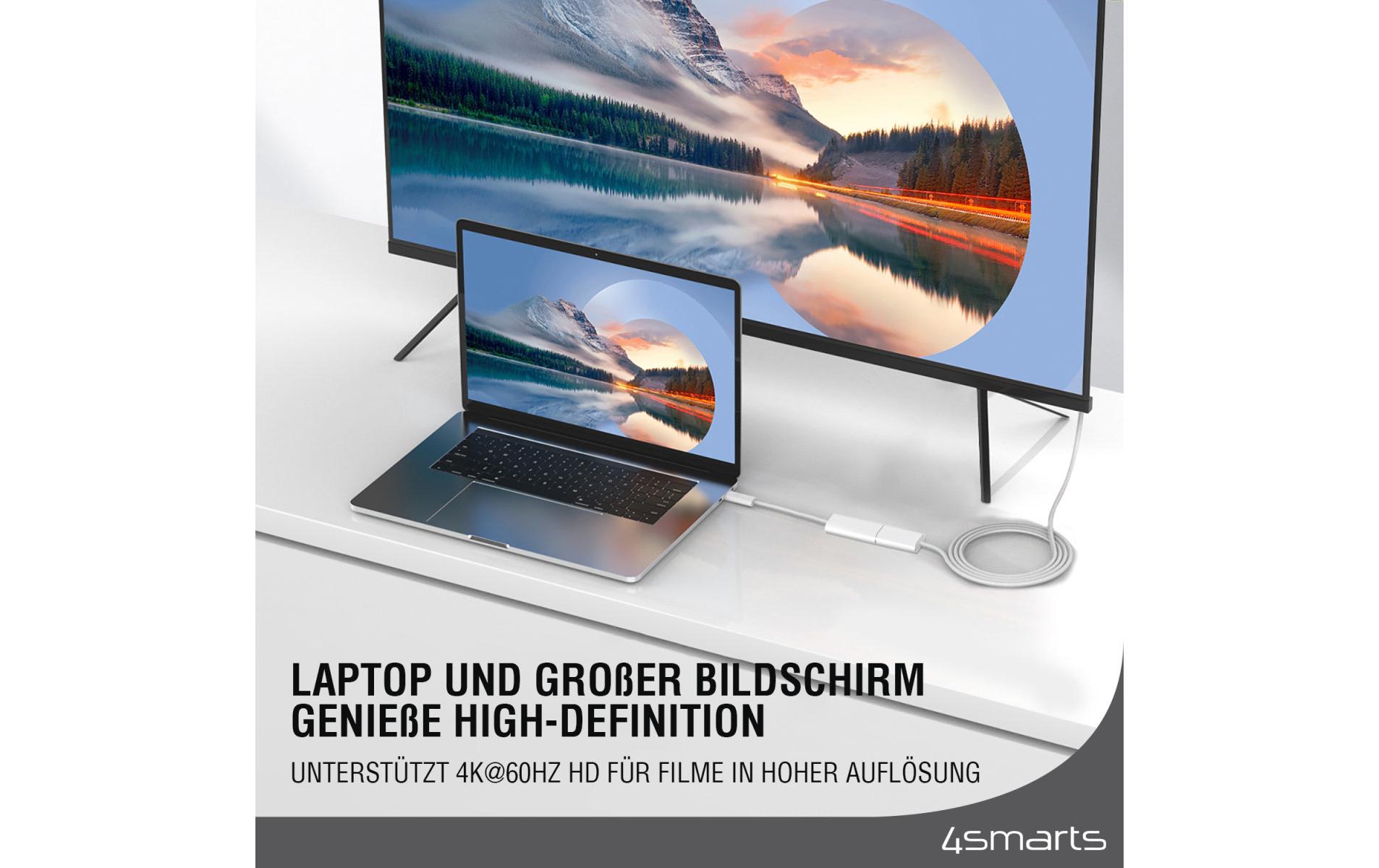 Adapter 4K 60Hz USB Type-C - HDMIUSB-C auf HDMI Kabel female 15 cm weiss, 4K-Unterstützung, Case Friendly