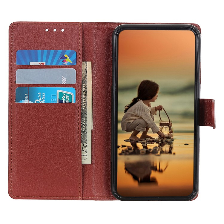 Samsung Galaxy A36 Leder Tasche Flip Cover Litchi Look - Braun