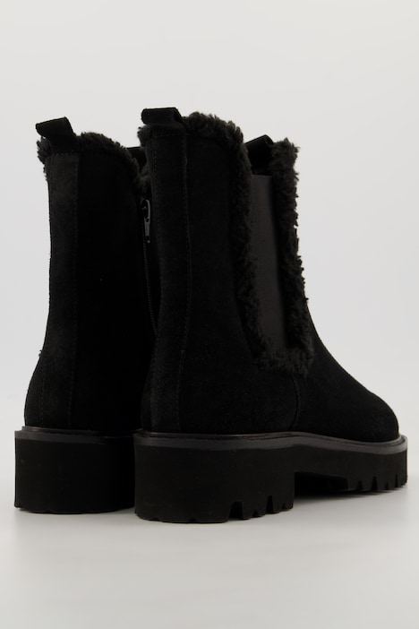 Chelseaboots, Teddyfell-Besatz, Fleecefutter, Weite H