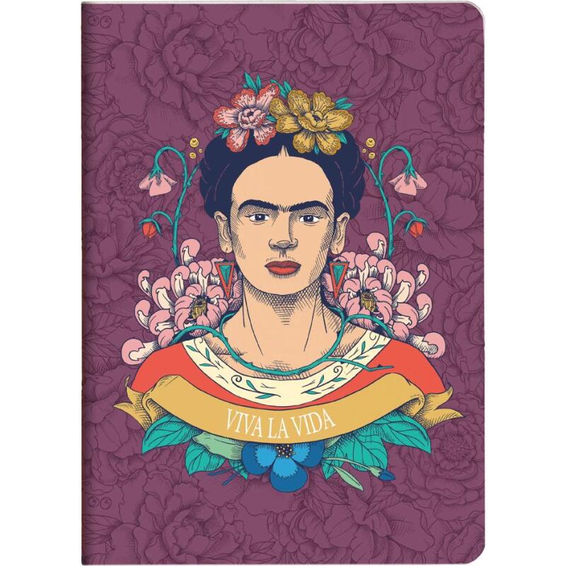 Frida Kahlo, Carnet cousu fil A5 14,8x21 cm, 64 pages, ligné, ass.