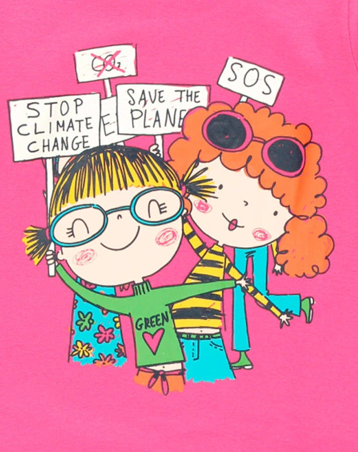 Schlafanzug SAVE THE PLANET 2-teilig lang in pink