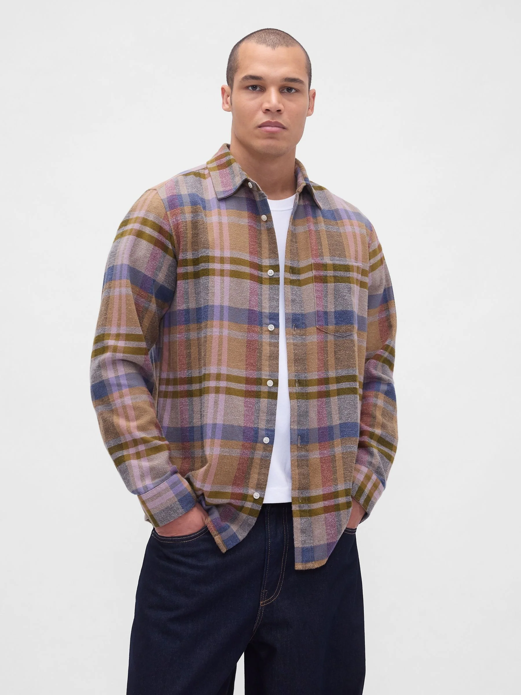 Multi - Gap Cotton Relaxed Flannel Shirt