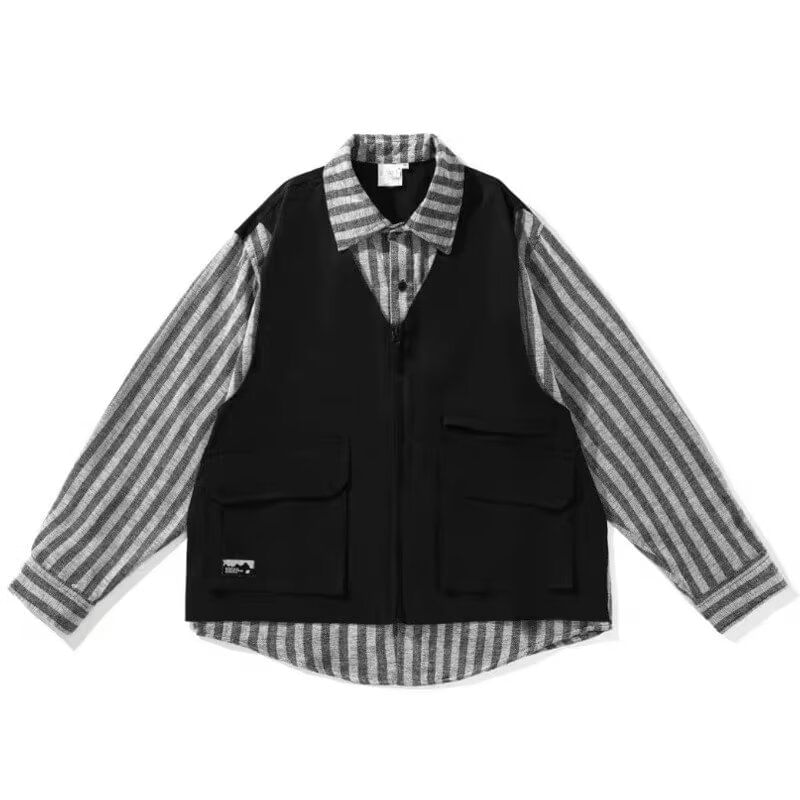 Real Boy - V-hals vest met rits en effen zakken