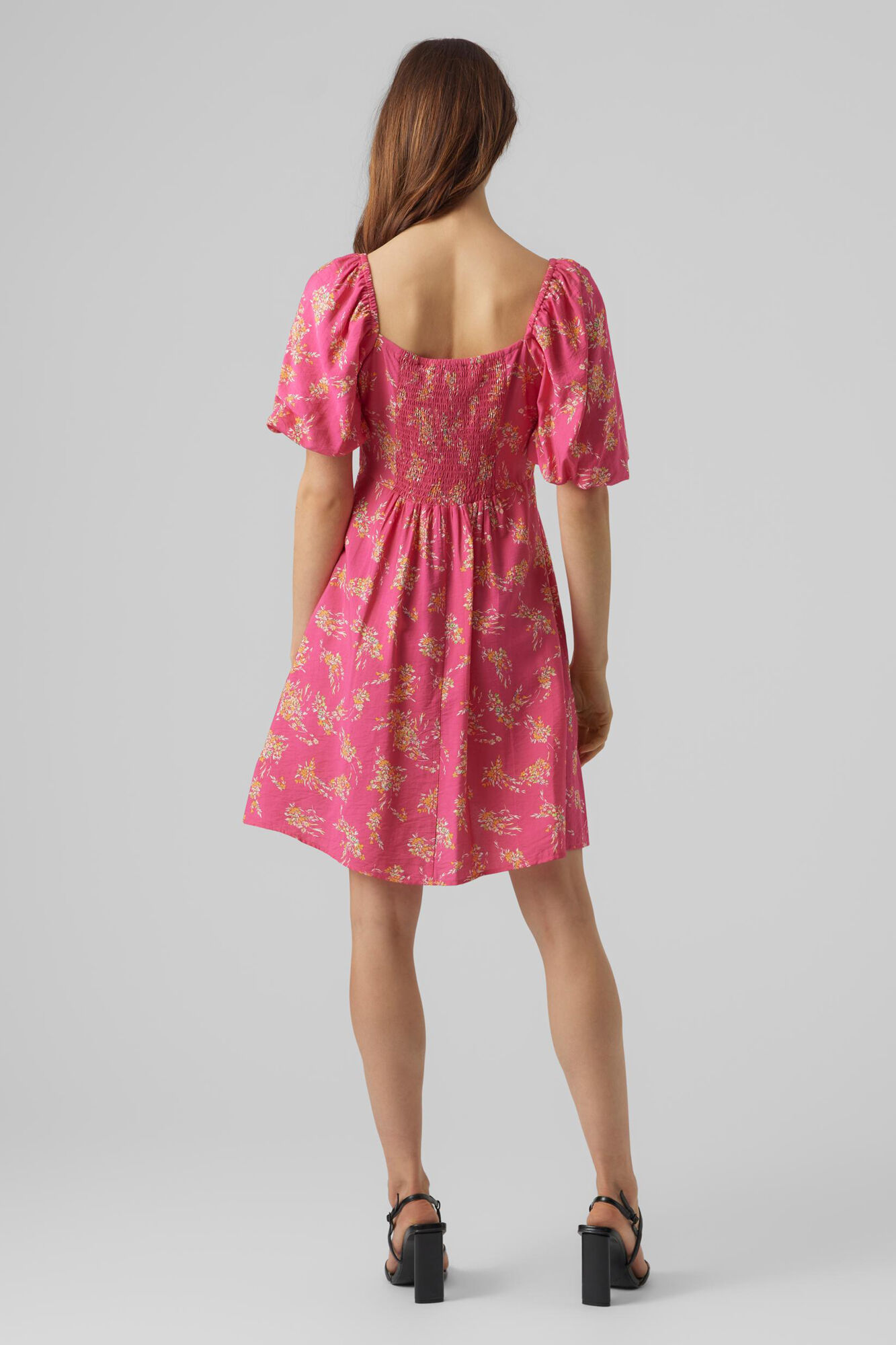 Vestido curto de manga 2/4 - Rosa