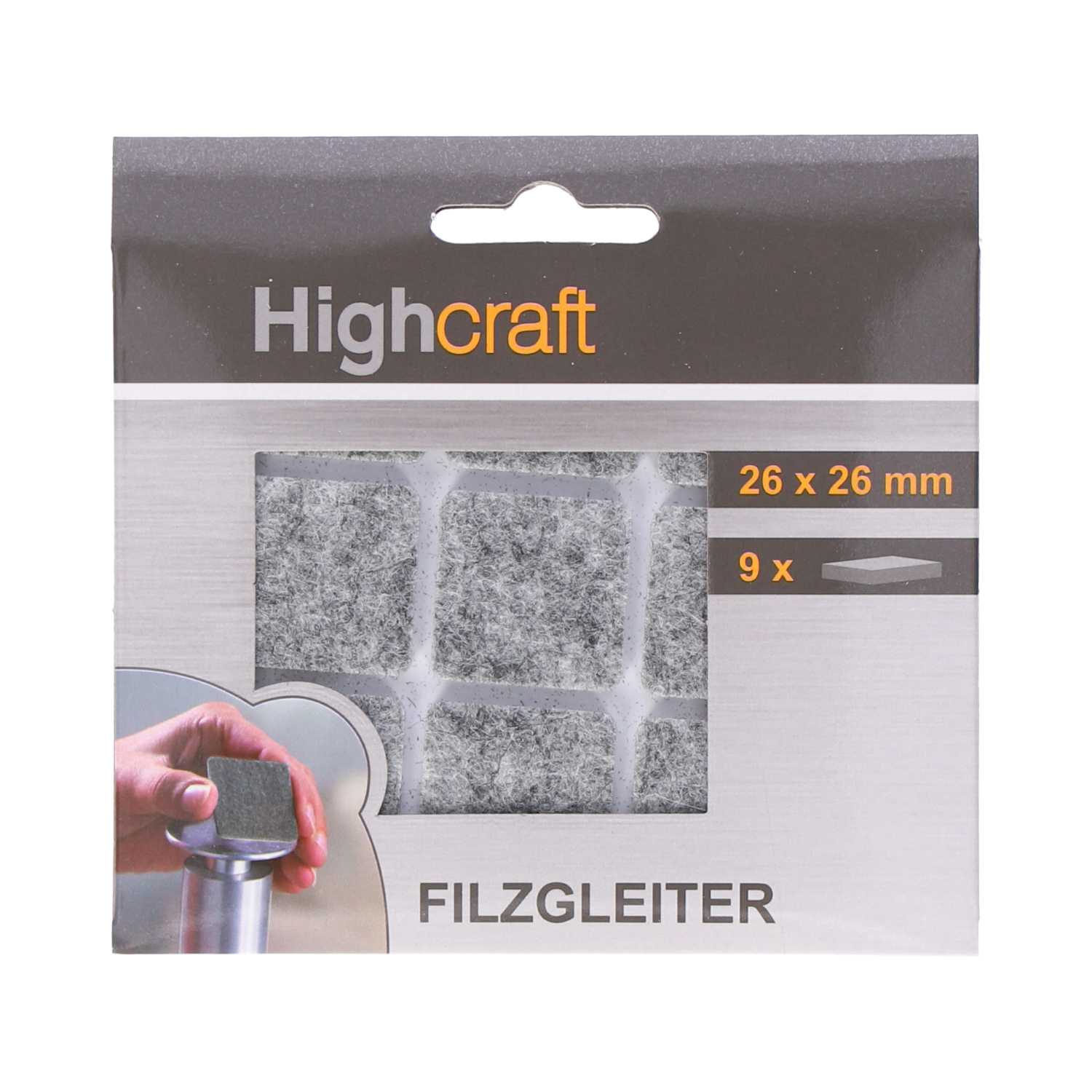Filzgleiter Set 9er, grau, ca. 2,6x2,6cm