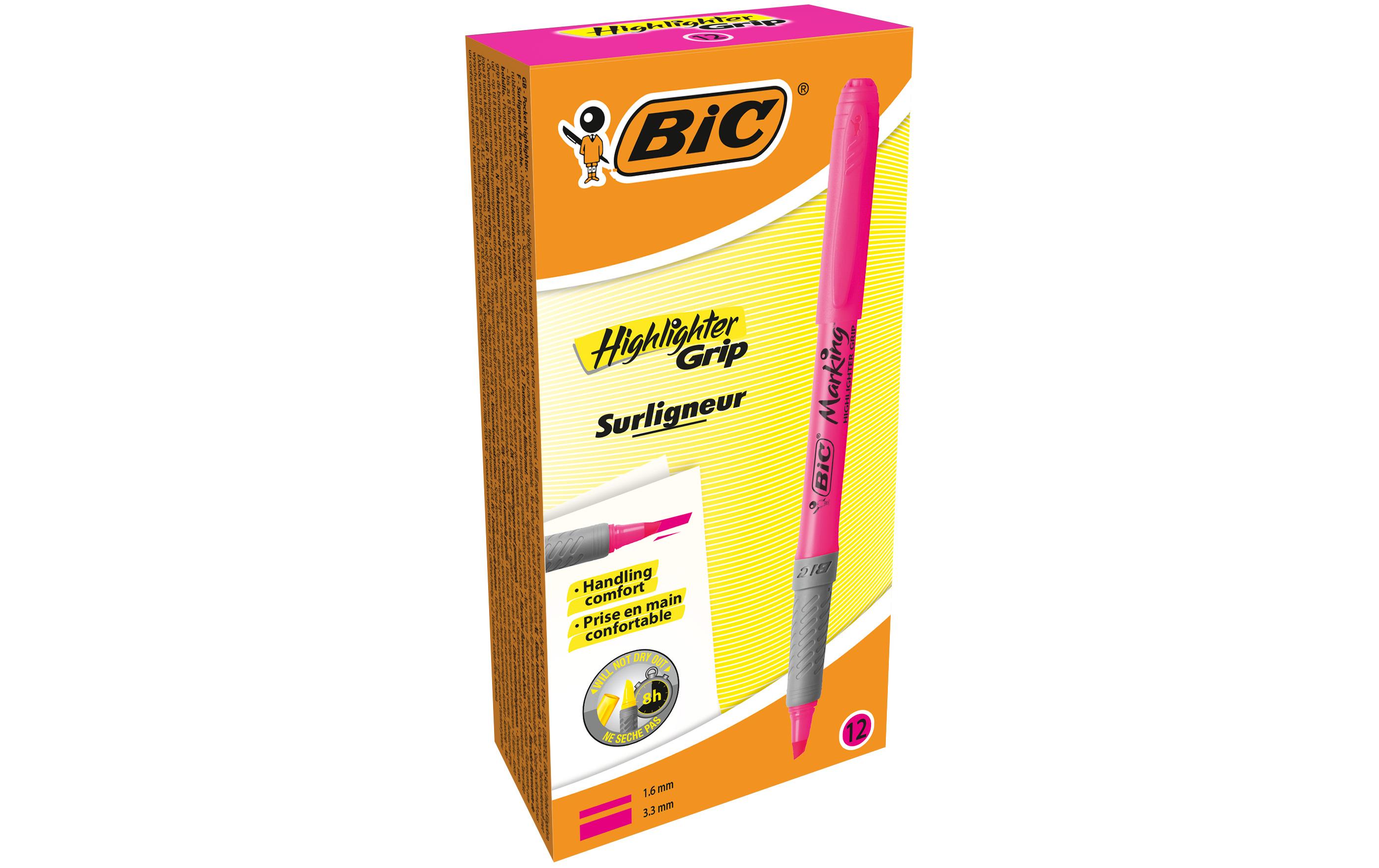 Textmarker Brite Liner Grip 12 Stück, PinkLeuchtstift-Set