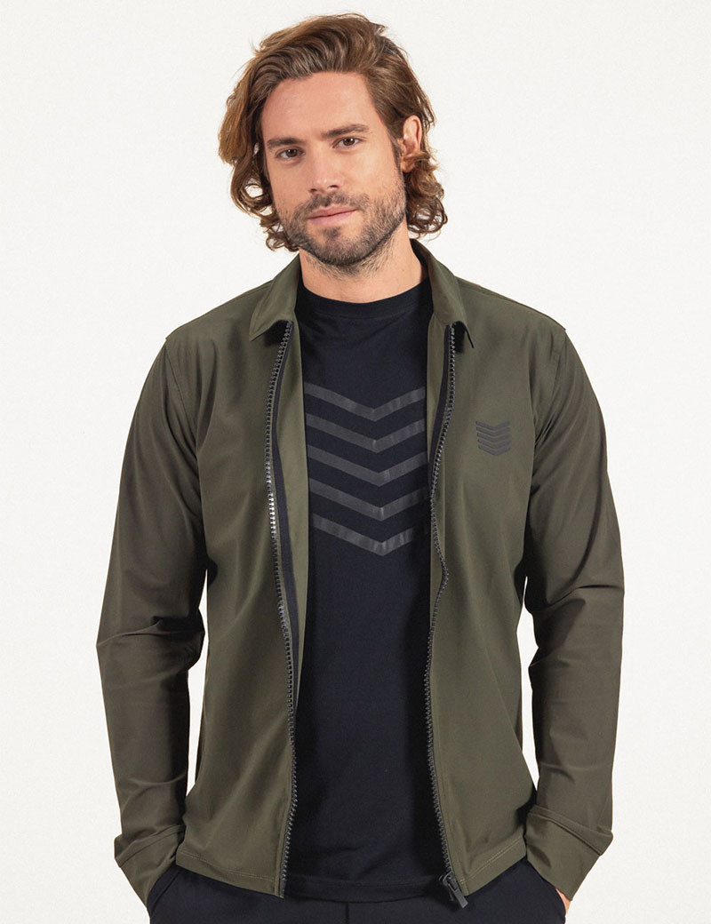 HBT BASICS | BILLY CHEMISE ZIPPÉE KAKI NOIR