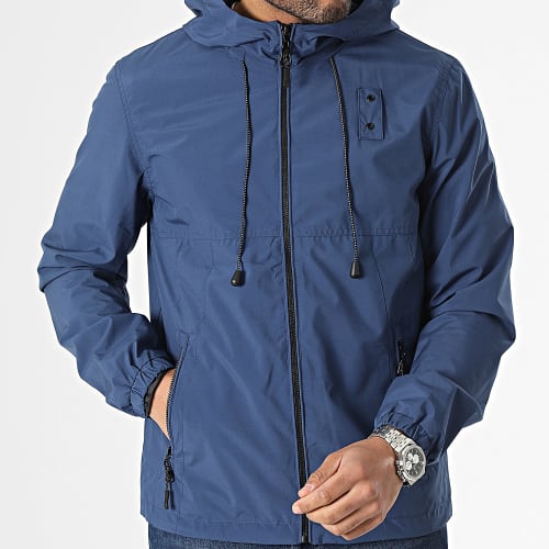 Veste Zippée Capuche Bleu Marine