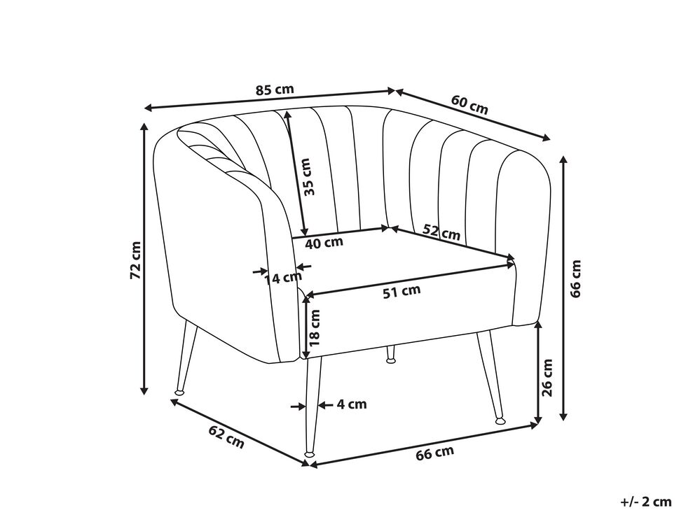 Beliani - LACONIA - Fauteuil - Donkerblauw - Fluweel