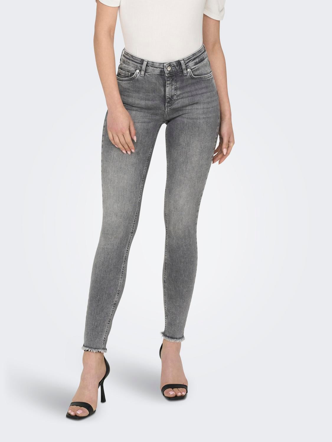 ONLBLUSH Mittlere Taille Skinny Fit Jeans Grey Denim