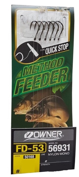 Owner 50168-FD53 QuickS Feeder Onderlijnen Barbless (10cm) (6 stuks)