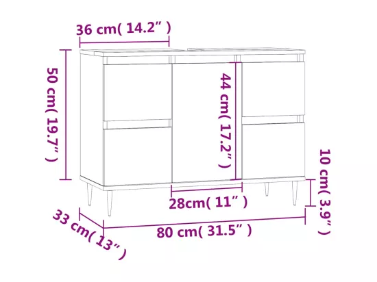 Armoire salle de bain chêne marron 80x33x60cm bois d'ingénierie