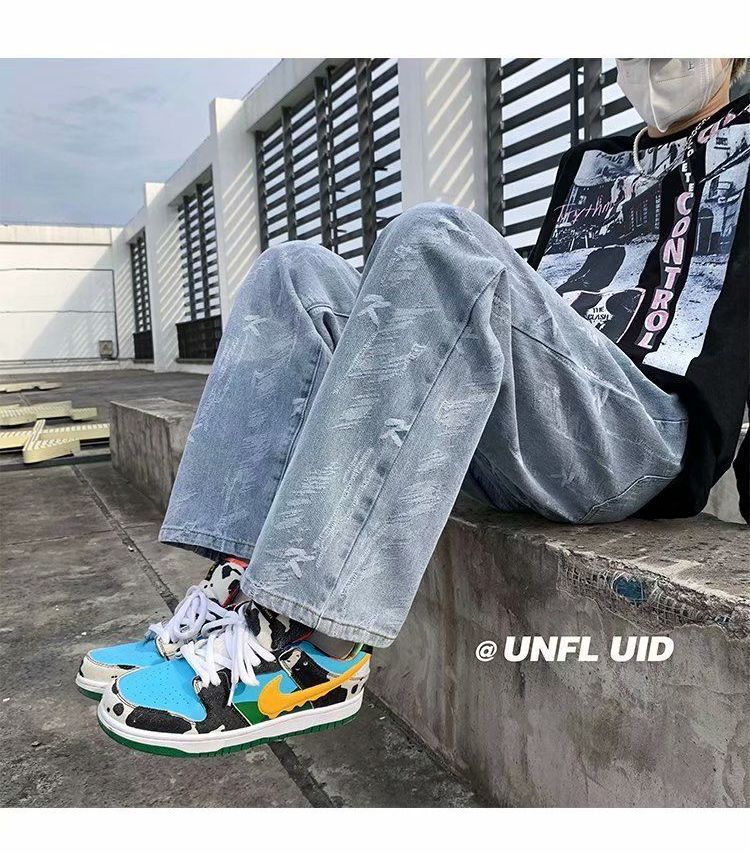 Urtishia - High-waist bedrukte wijde jeans