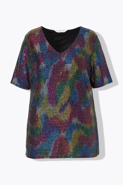 T-Shirt, A-Linie, Paillettenoptik