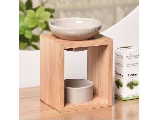 ZEN AROME - Diffuseur d'huiles essentielles Brûle parfum en bambou et céramique naturéa yona