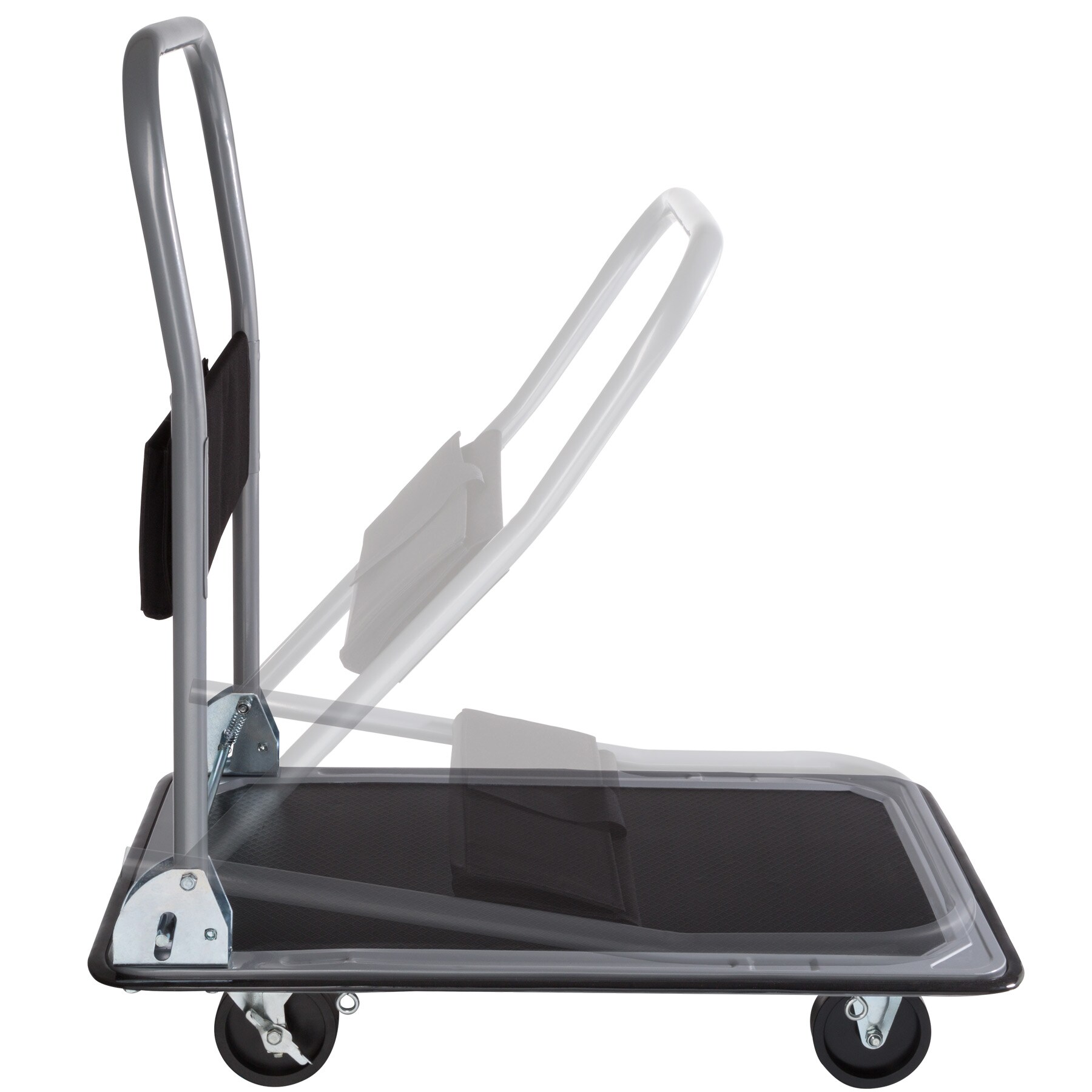 tectake® Plattformwagen, klappbarer Handgriff mit Aufbewahrungsfach, rutschfeste Auflage und gummierter Kantenschutz, Ladefläche 73 x 47 cm