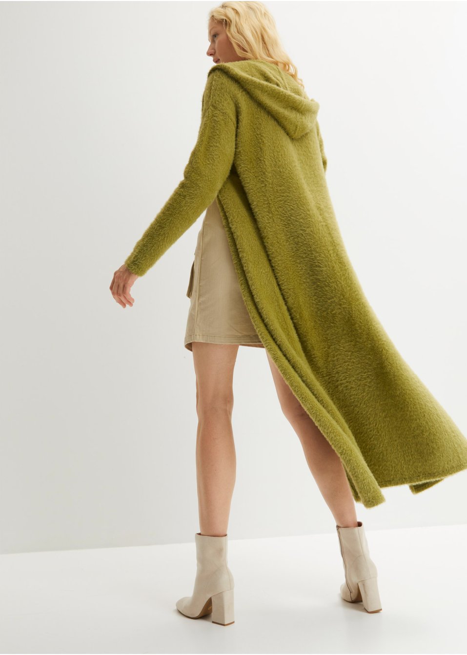 Veste longue en maille en fil duveteux