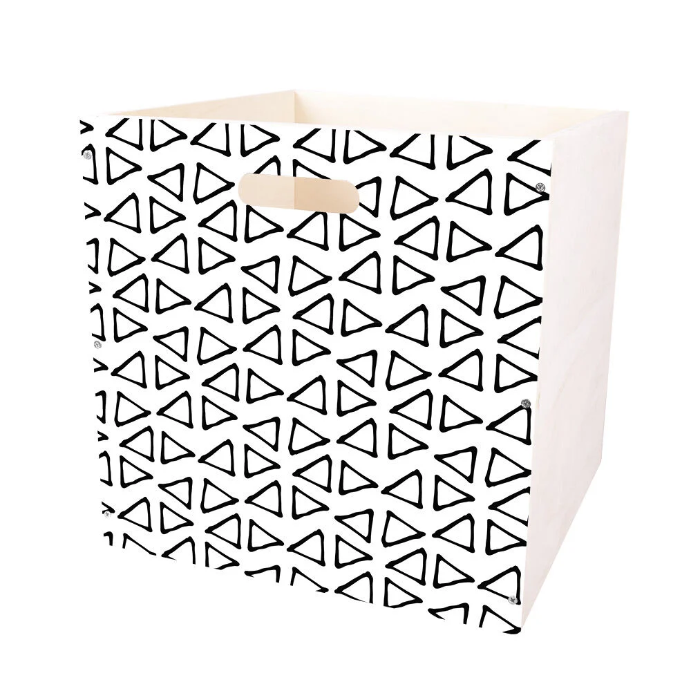 Casier Box Cube bois motif géométrique 30x30x30cm
