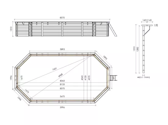 Piscine en bois 8,57x4,57 - H.1,31 m - avec filtration - BAS746OSPI - ALTANKA
