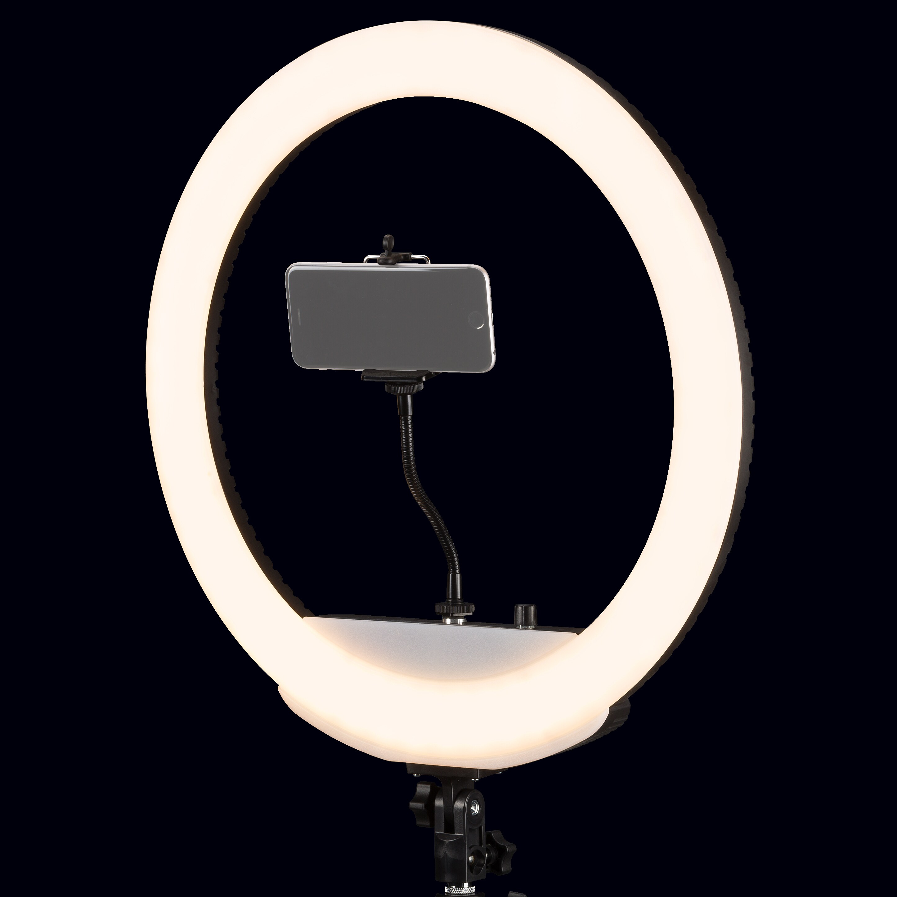 BRESSER MM-26AB Bi-Color LED Ringlicht 48W dimmbar mit Smartphonehalter und Fernauslöser
