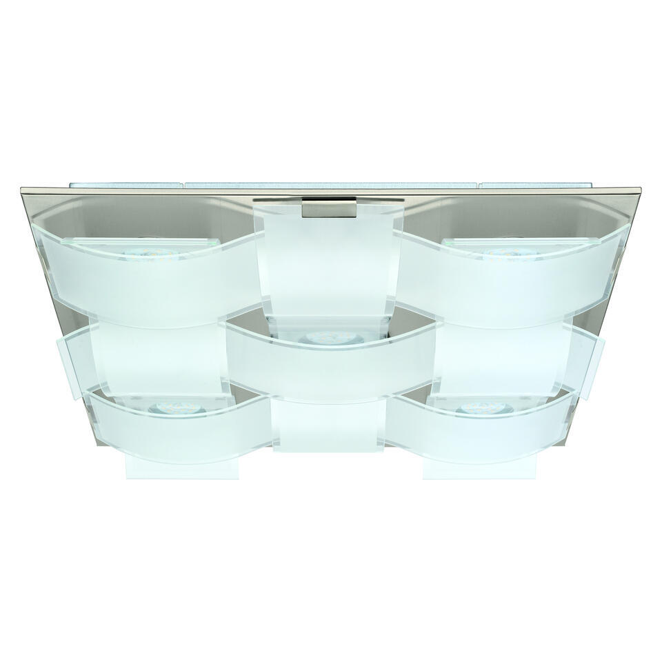 EGLO Guadiano Plafonnière - GX53 - RVS/Glas - Wit:Grijs