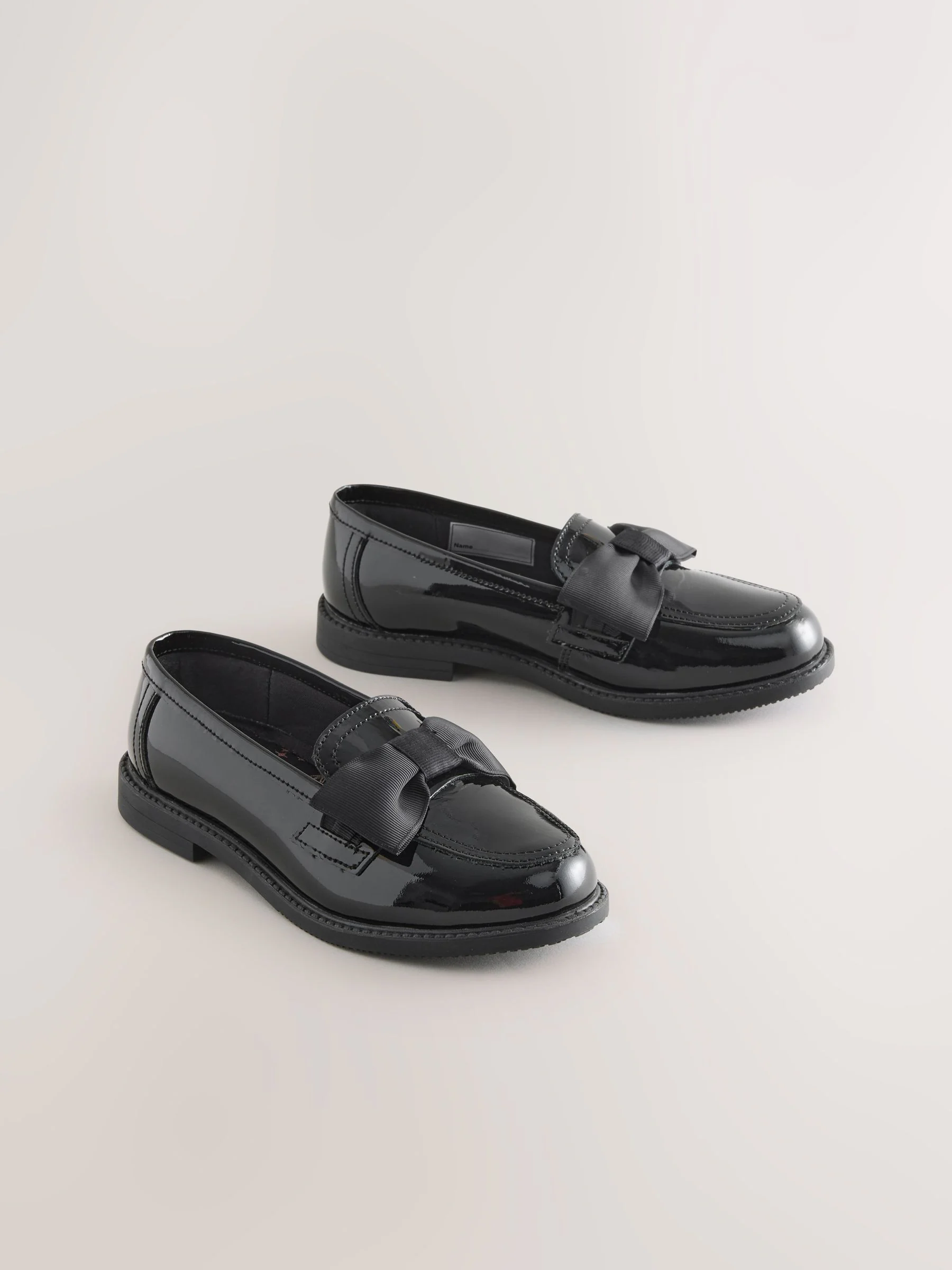 Zwart lak - Leren schoolschoenen met strik