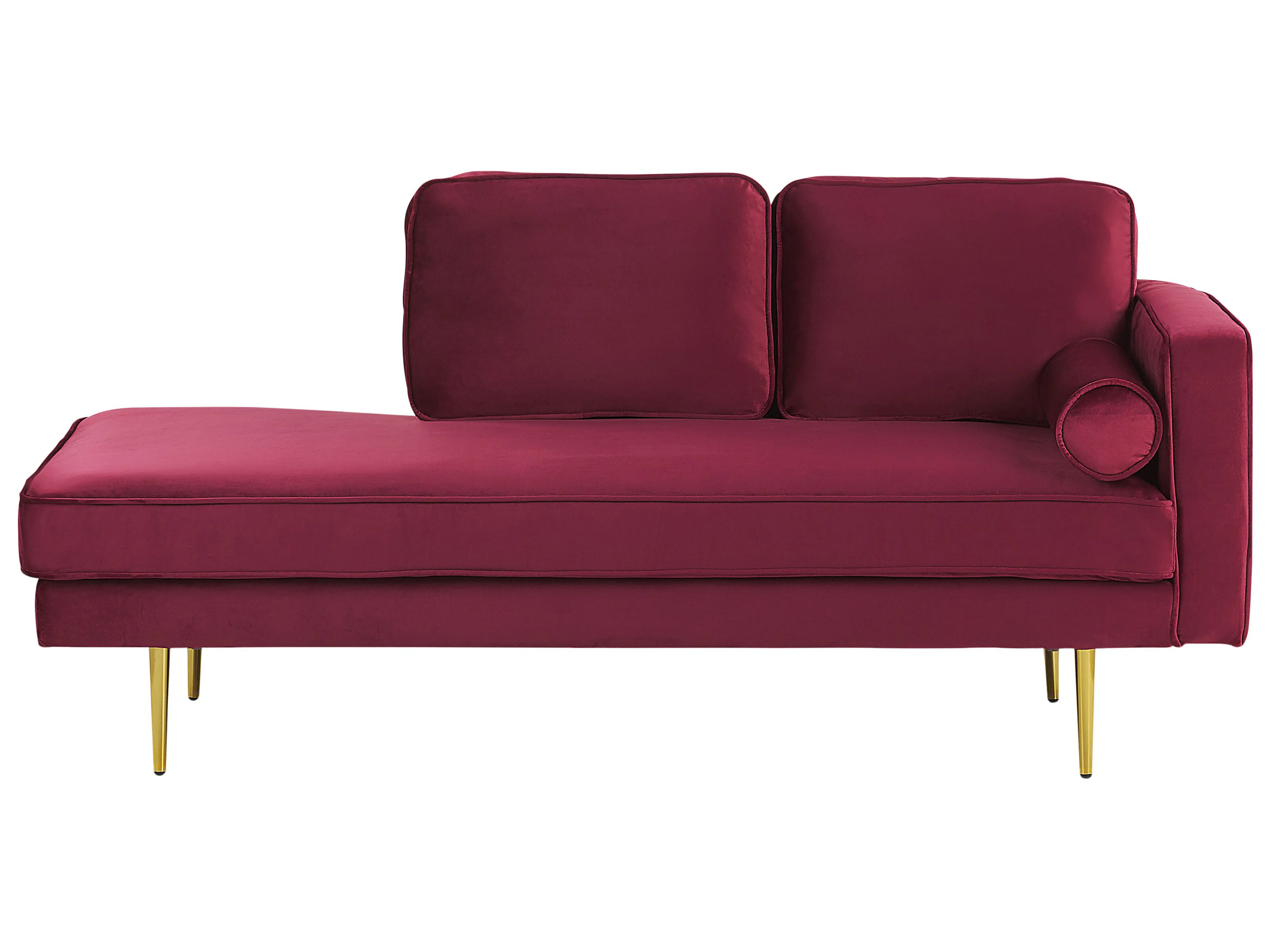 Rechtszijdige chaise longue MIRAMAS Fluweel Donkerrood