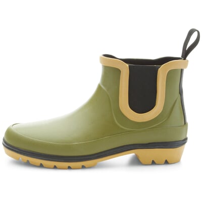 Damen-Gummistiefelette, Oliv-Schwarz