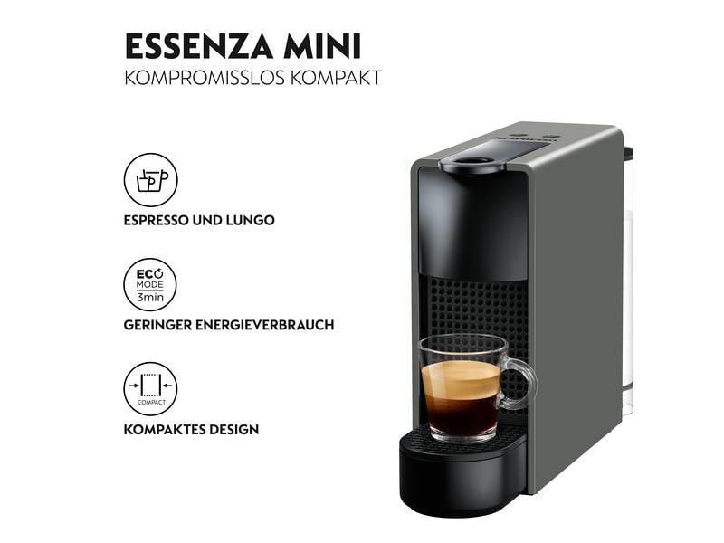 Krups Kaffeemaschine Nespresso Essenza Mini XN110B Grau/Sch Kapselmaschine