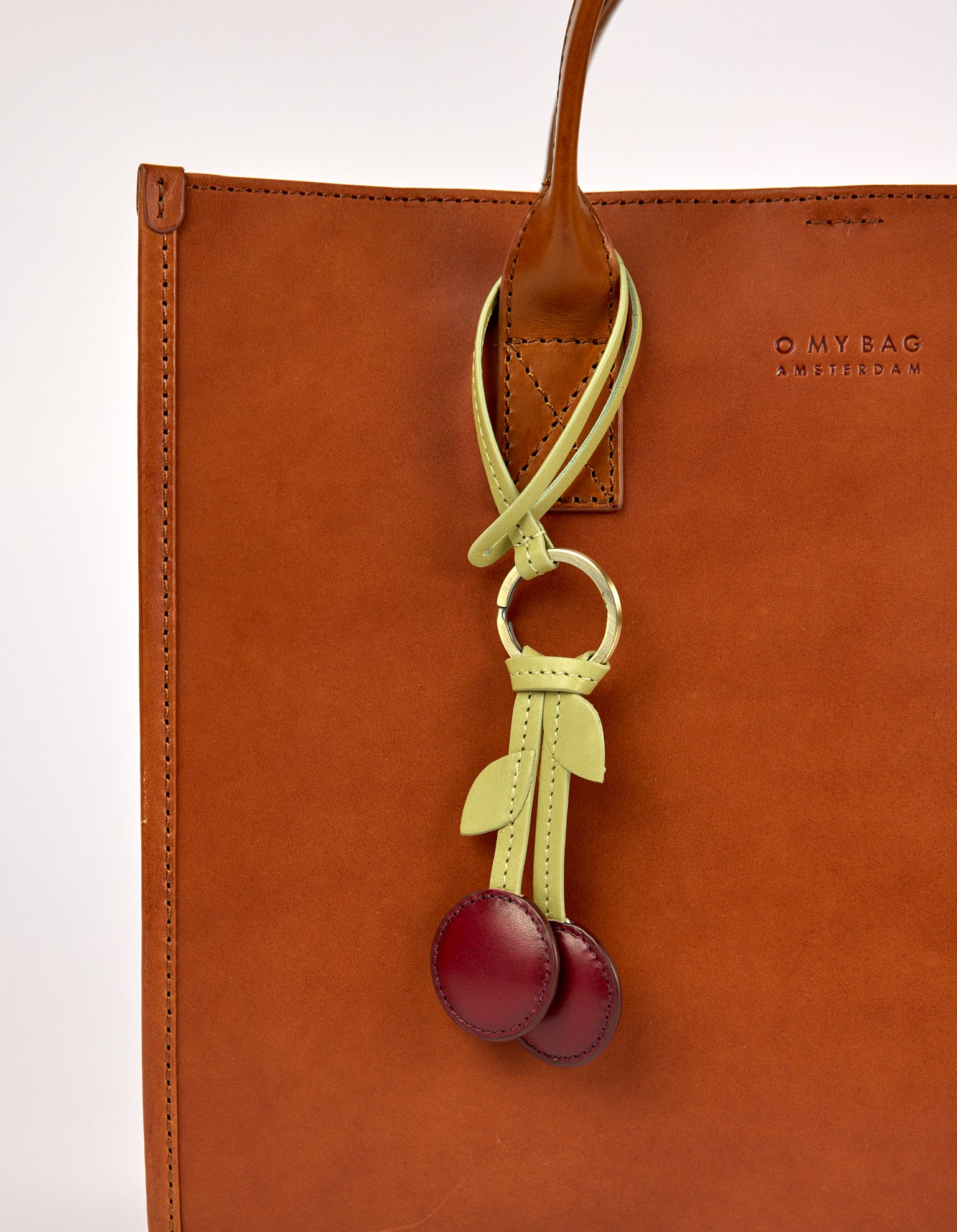 Cherry Bag Charm - Ruby Classic Leather