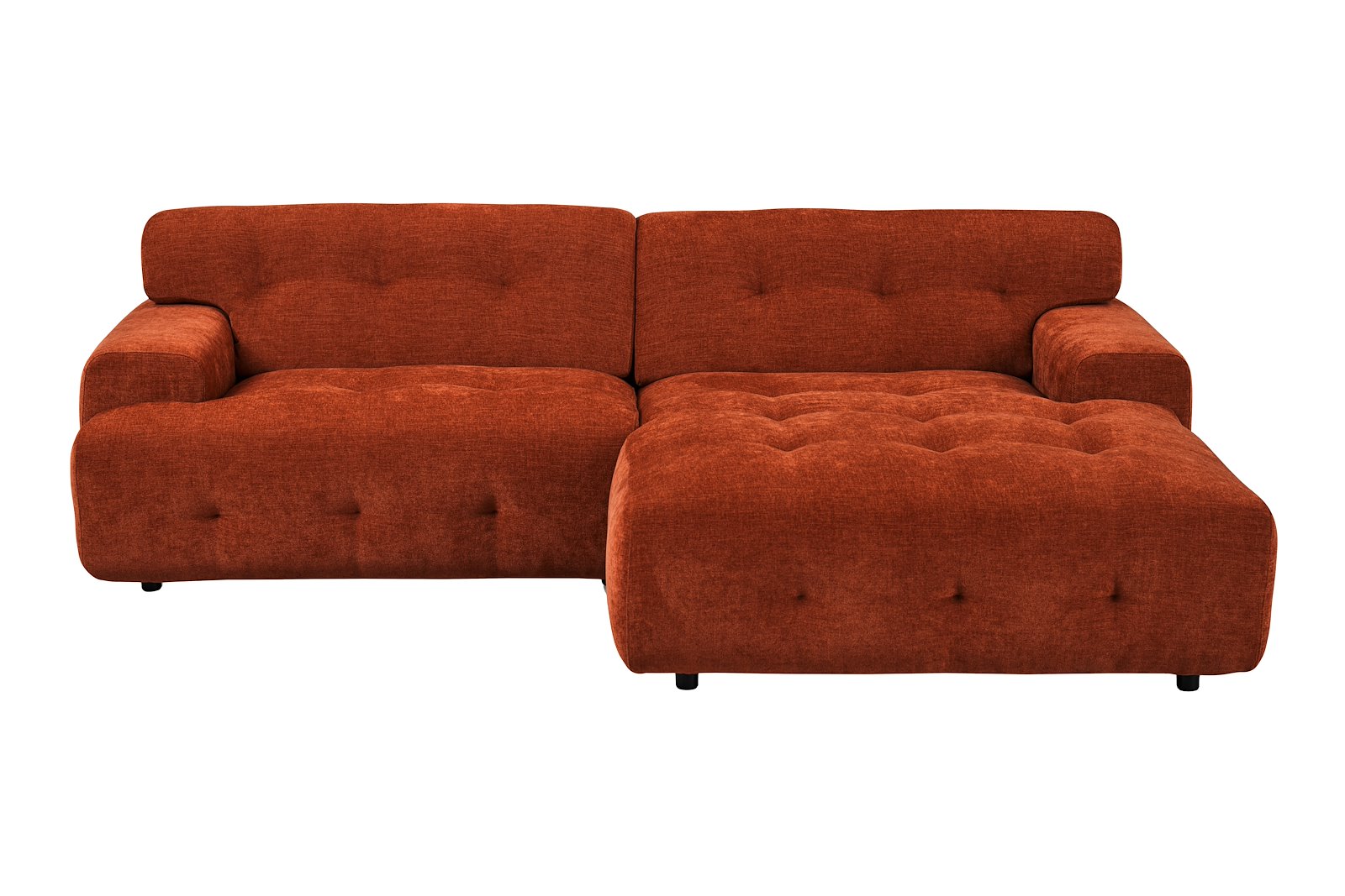 Bob sofa 1,5-seter med sjeselong høyre. Tekstil City 54 Bronze med sorte ben