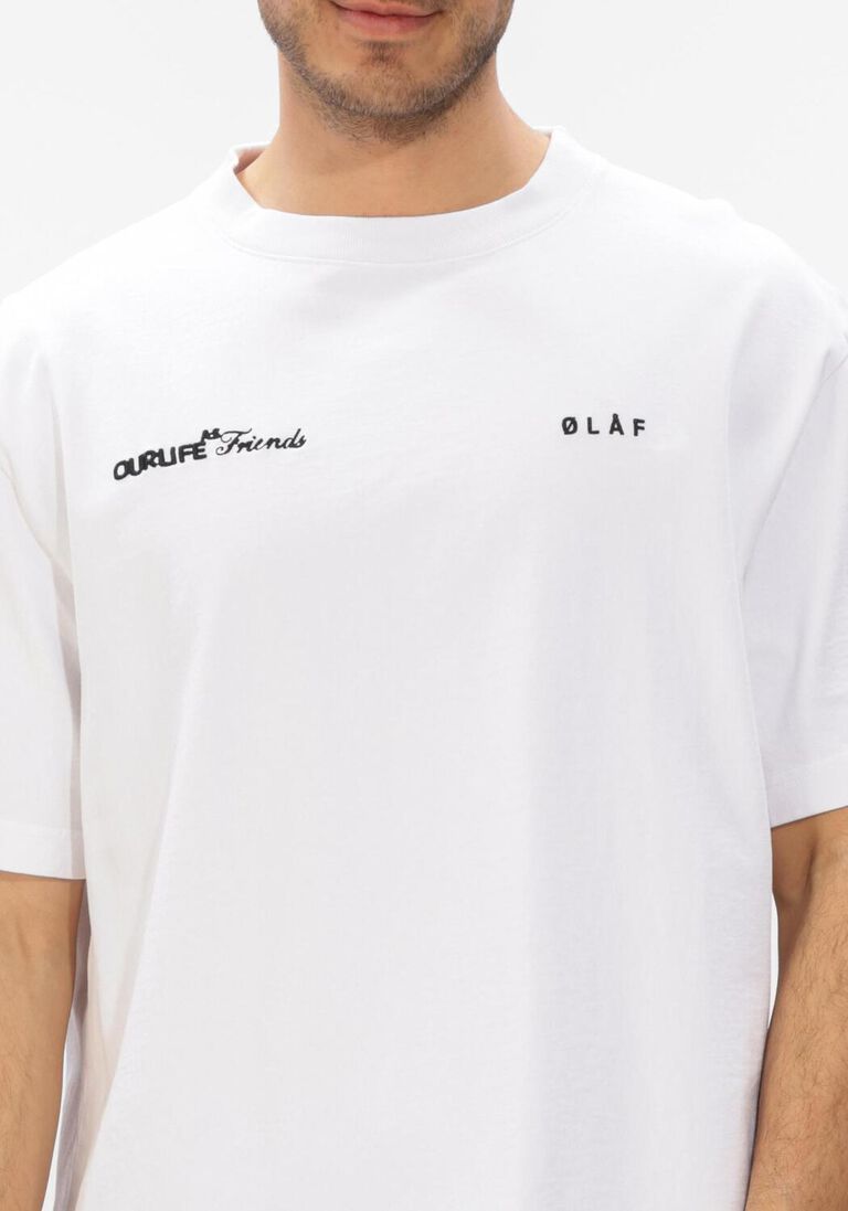 beige olaf hussein t-shirt script friends boxy tee