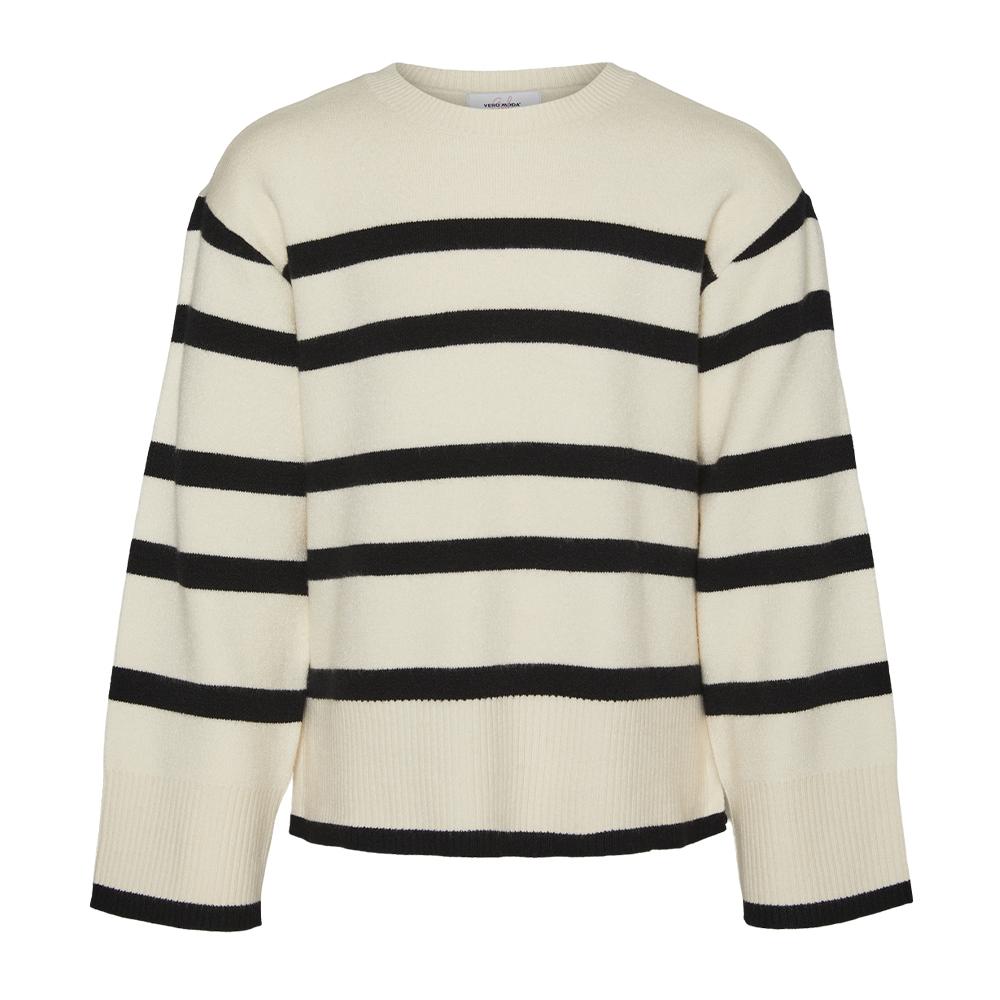 Vero Moda Pull Ecru/Noir Fille Vero Moda Saba