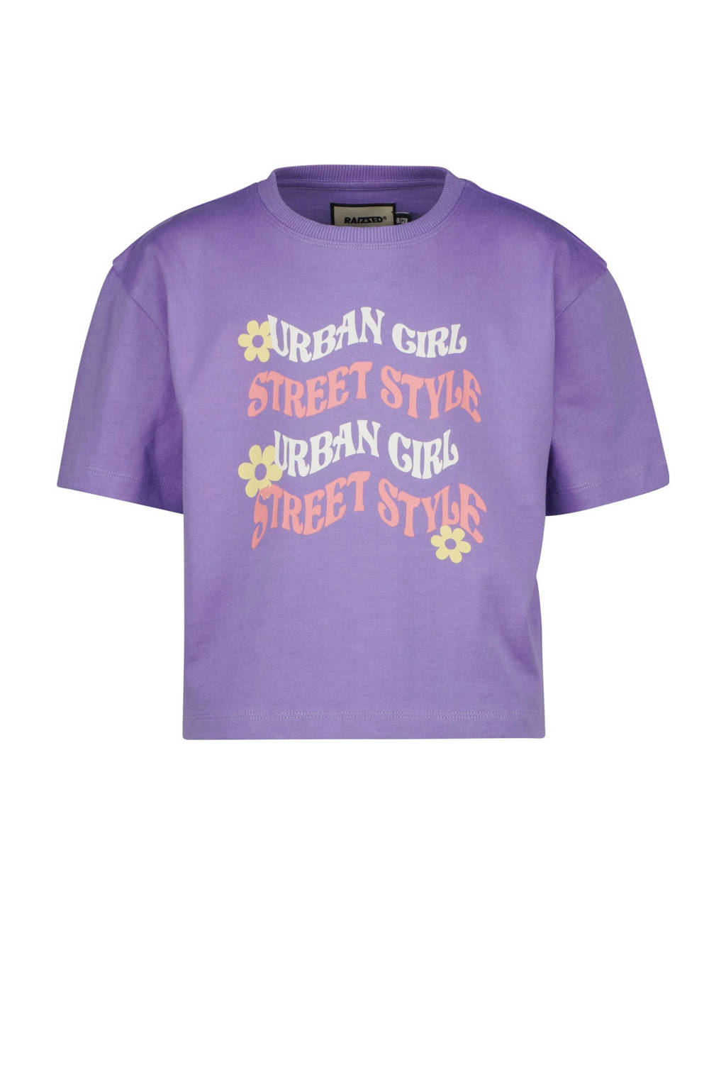 Raizzed T-shirt Faya met tekst paars