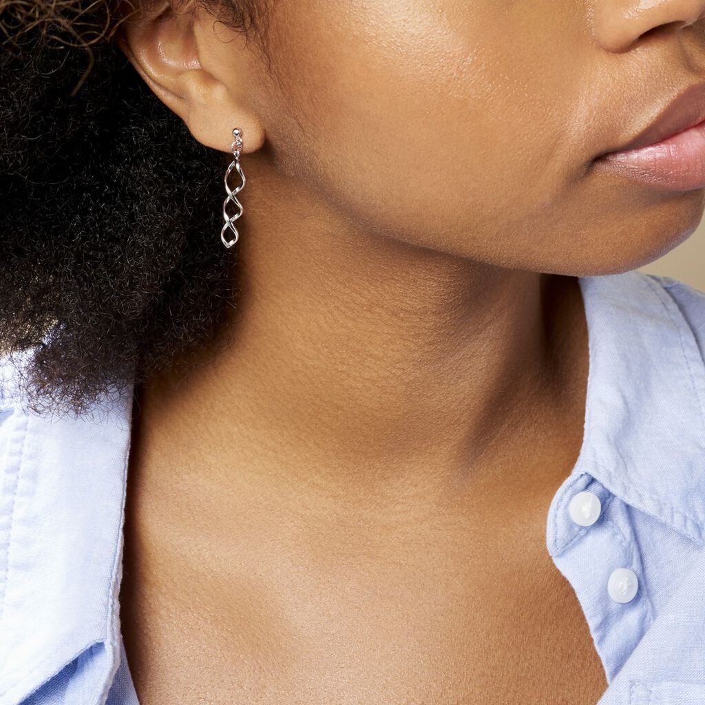 Boucles D'oreilles Pendantes Jolanda Argent Blanc