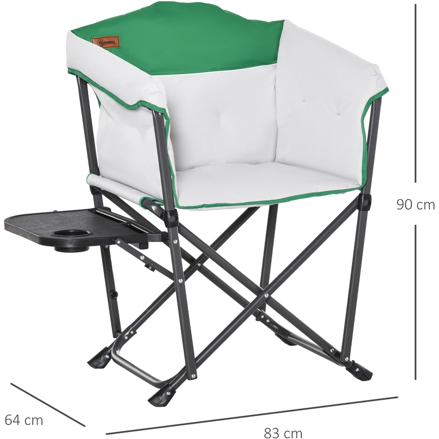 Outsunny Campingstuhl mit Getränkehalterung weiss, grün